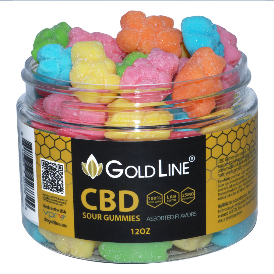 CBD Sour Gummies - 12oz CBD Infused Edibles by GoldLine